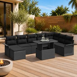 9-Piece Modular Garden Sofa Set with Cushions and Table