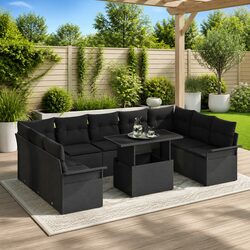 10-Person Modular Outdoor Sofa Set with Glass Table