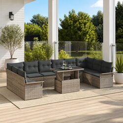 Garden Sofa Set: 11 Piece Modular Grey Outdoor Furniture