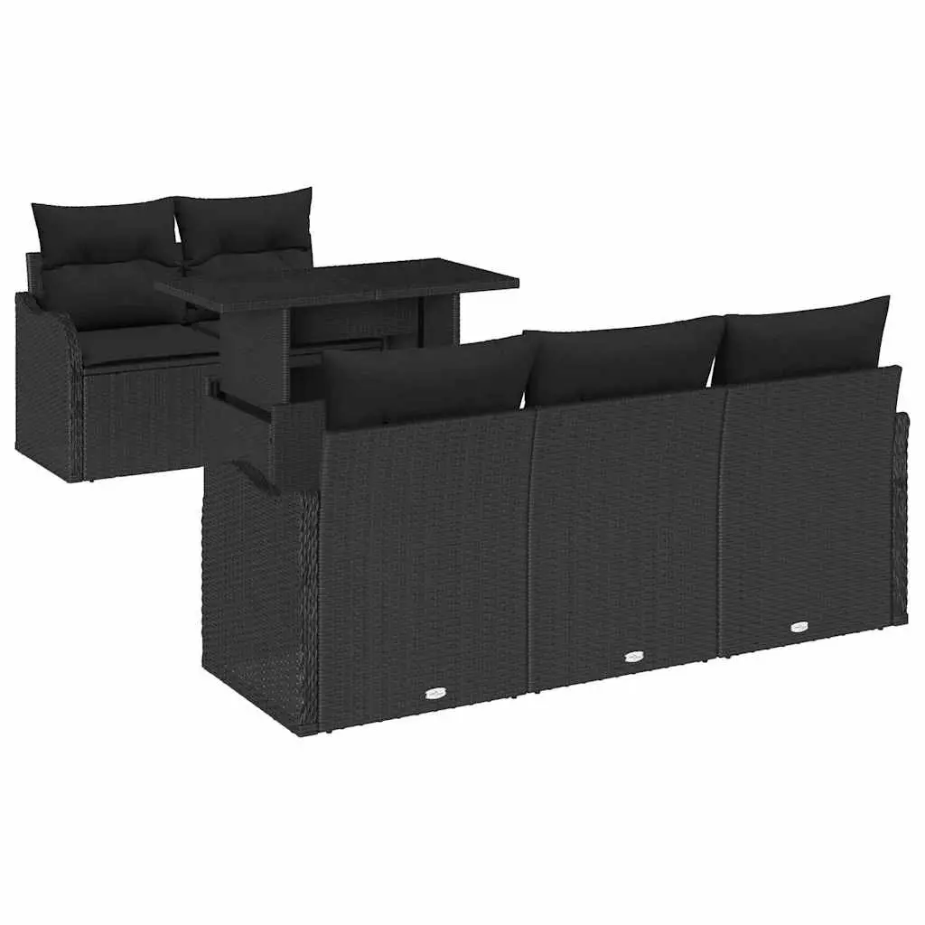 6 Piece Black Outdoor Garden Sofa Set