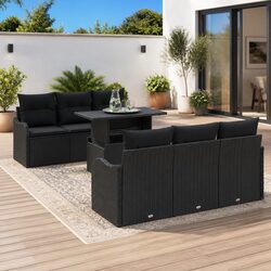 7-Piece Modular Outdoor Sofa Set with Adjustable Table