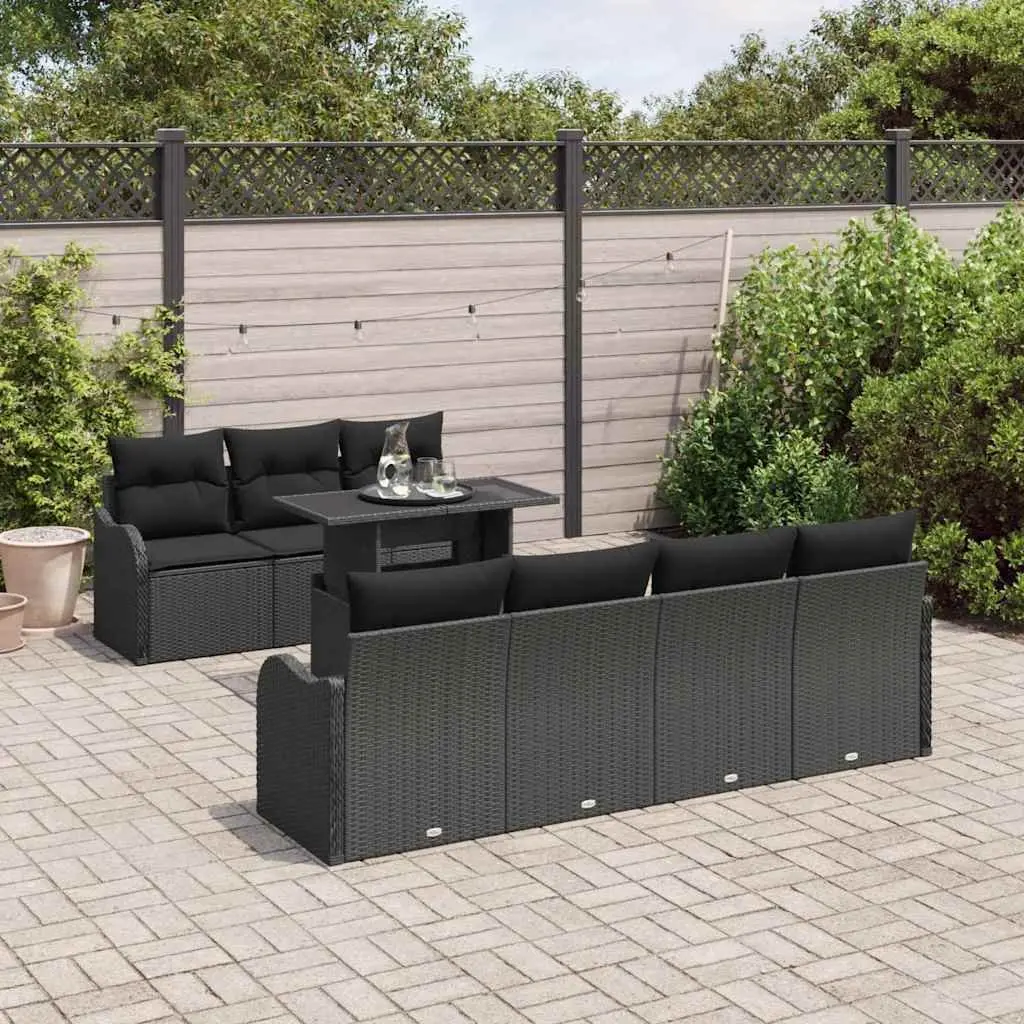 8-Piece Black Modular Sofa Set