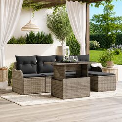 6-Piece Modular Outdoor Seating Set - Grey, Weather Resistant