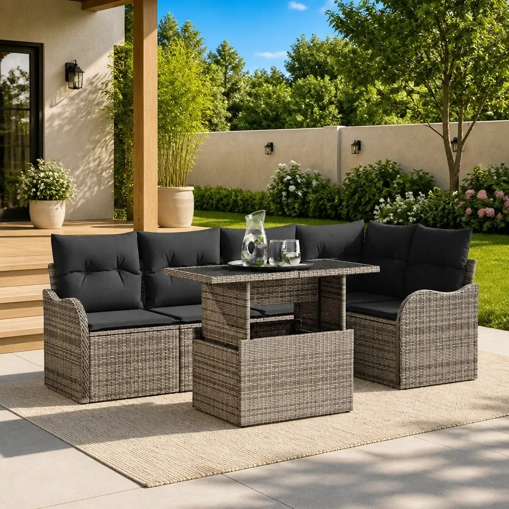 Grey 6-Seater Outdoor Dining Set