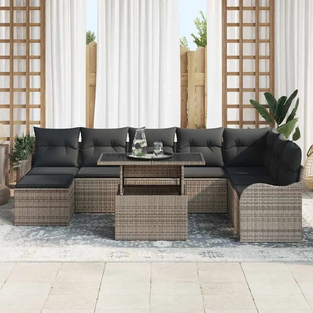 9-Piece Grey Modular Garden Sofa Set