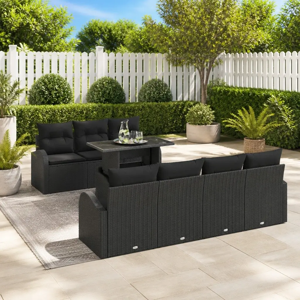 8-Piece Rattan Patio Sofa Set with Adjustable Table