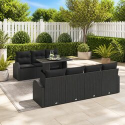 8-Piece Rattan Patio Sofa Set with Adjustable Table