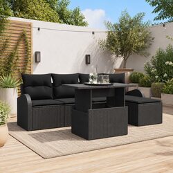 6pcs Black Poly Rattan Garden Sofa Set Specifications