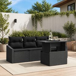 5-Piece Modular Black Poly Rattan Sofa Set Specifications