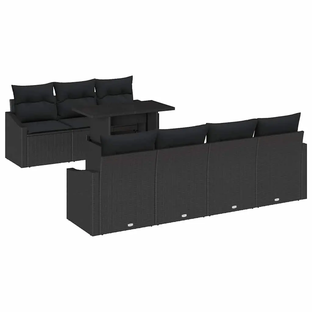 8-Piece Black Modular Garden Sofa Set