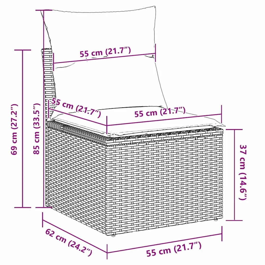 8-Piece Black Modular Garden Sofa Set