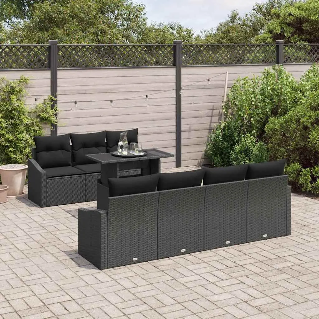 8-Piece Black Modular Garden Sofa Set
