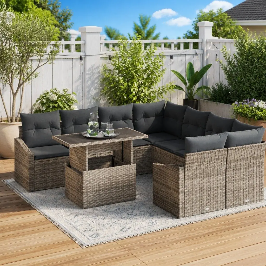 9-Piece Outdoor Sofa Set in Grey