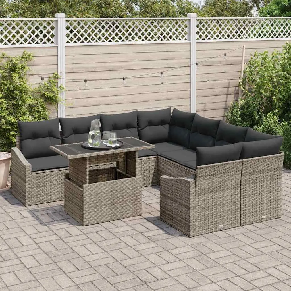 9-Piece Outdoor Sofa Set in Grey