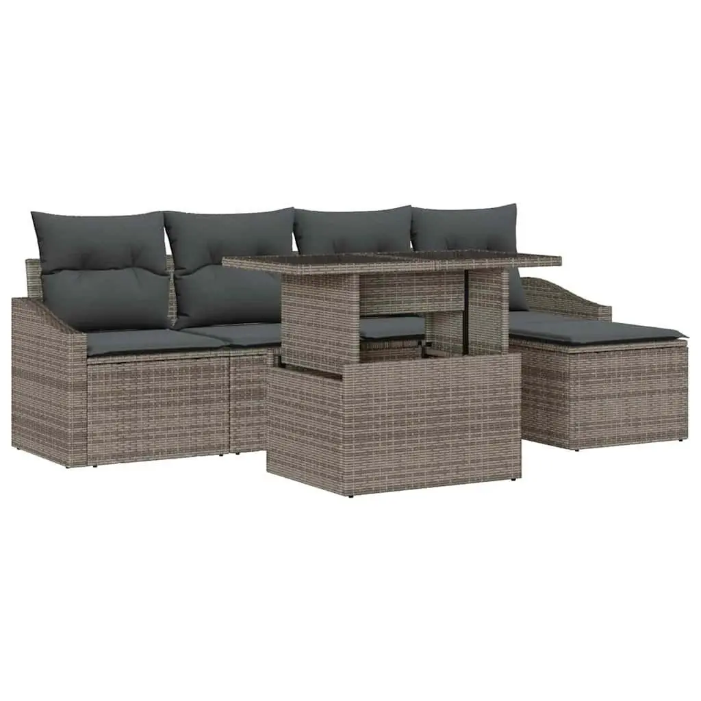6-Piece Grey Modular Garden Sofa Set