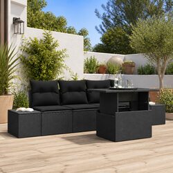5-Piece Height Adjustable Garden Sofa Set with Glass Top