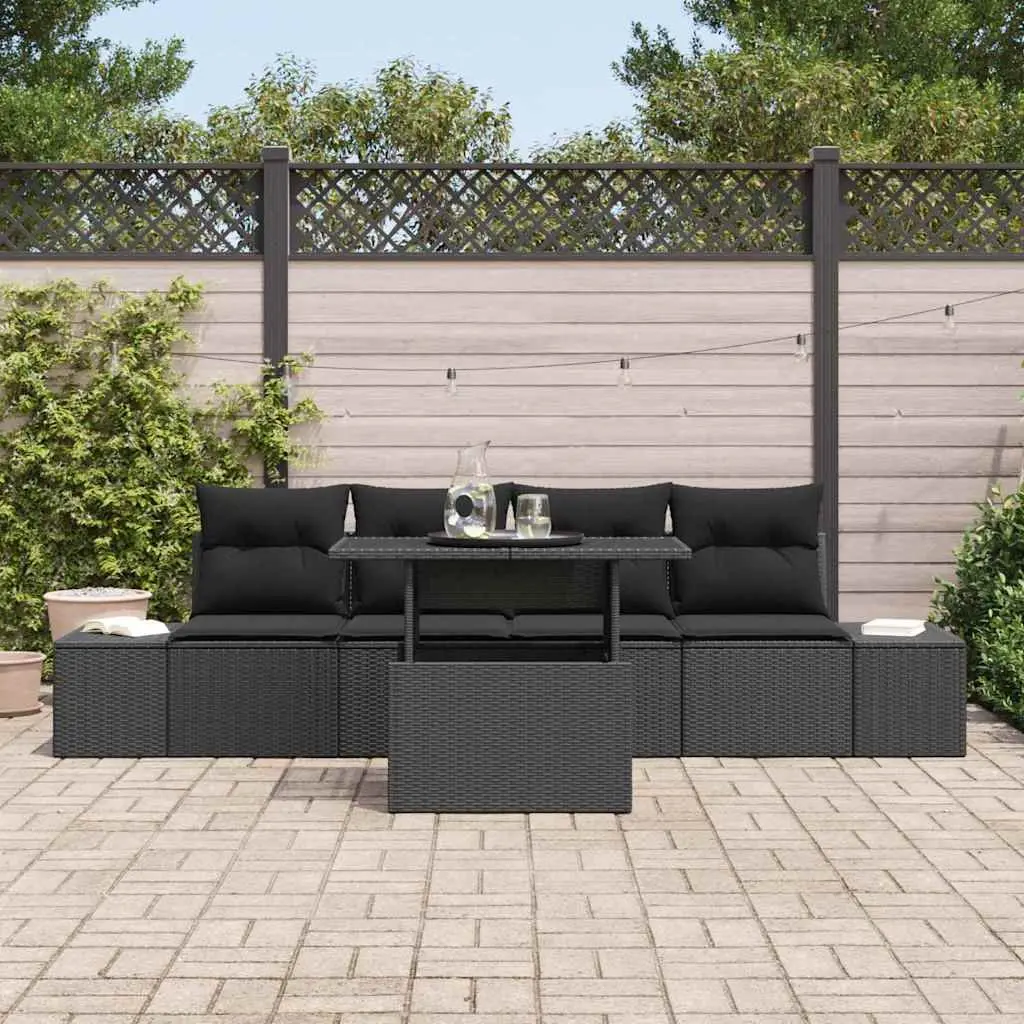 5-Piece Height Adjustable Garden Sofa Set with Glass Top