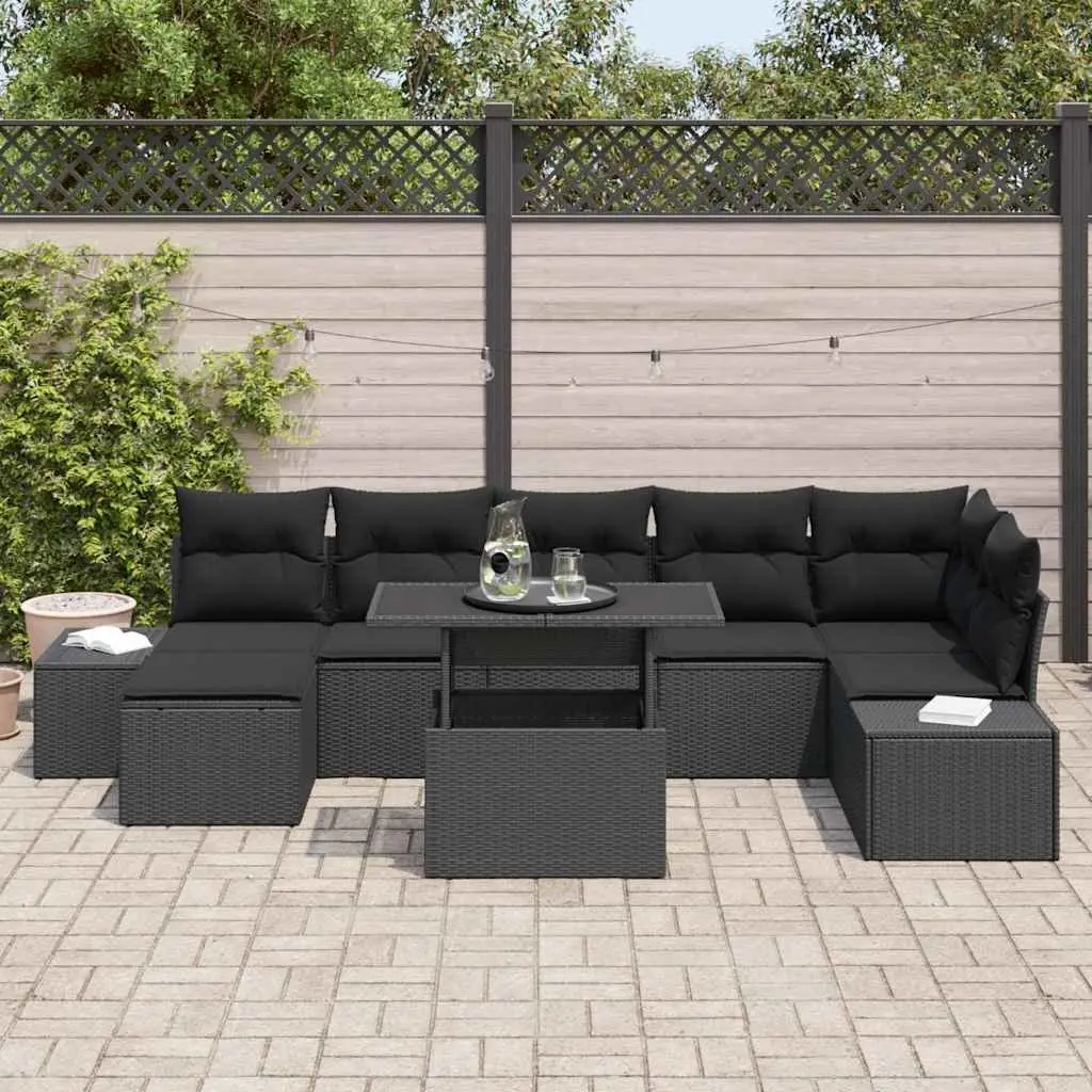Black Modular Garden Sofa Set 8 pcs