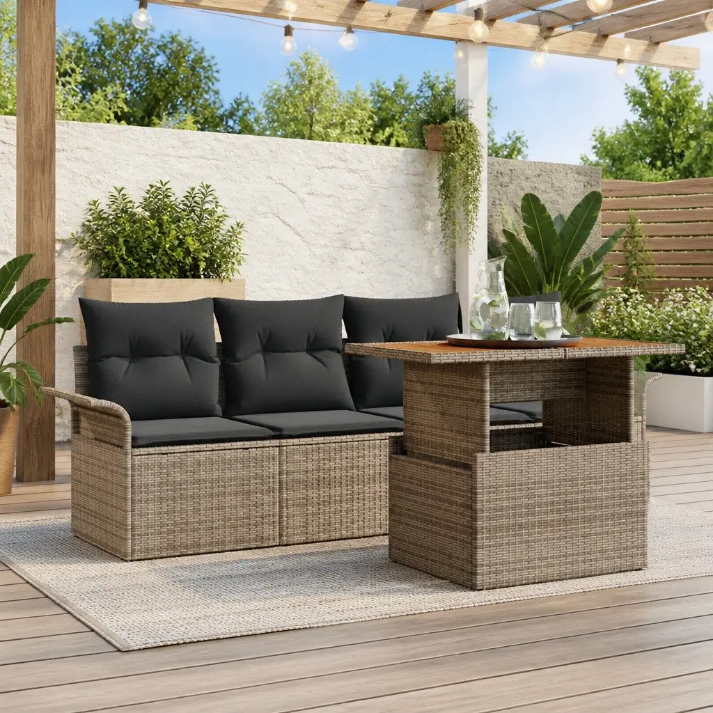 5-Piece Modular Garden Sofa Set with Grey Rattan Finish