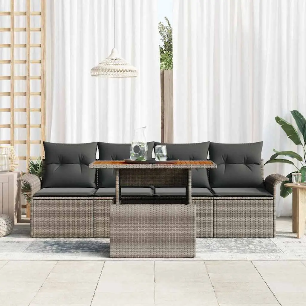 5-Piece Modular Garden Sofa Set with Grey Rattan Finish