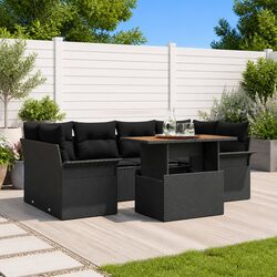 7-Piece Black Rattan Garden Sofa Set Specifications and Details
