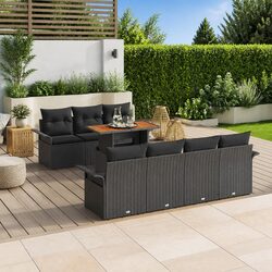 8-Piece Garden Sofa Set: Poly Rattan, Cushions, and Storage
