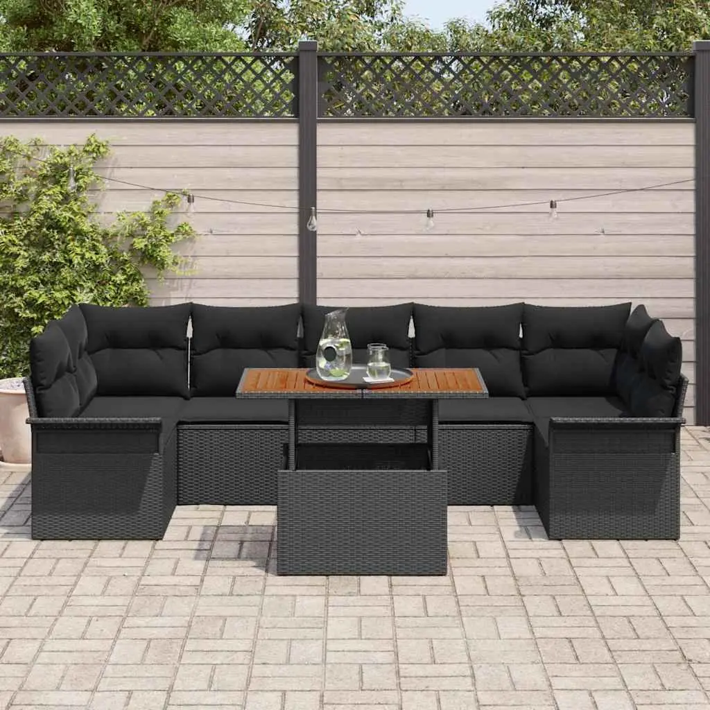Garden Sofa Set Outdoor Patio Seating 8 Pieces Black