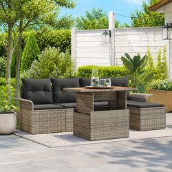 Garden Sofa Set Specifications: 6 Pieces in Grey
