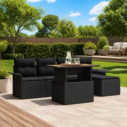 Specifications of 6-Piece Black Outdoor Sofa Set with Storage