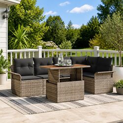 6-Piece Grey Outdoor Sofa Set: Specifications and Details