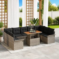 10-Piece Grey Garden Sofa Set - Dimensions & Materials