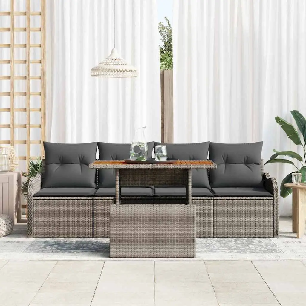 Outdoor Garden Sofa Set 5 Piece Modular Seating with Table Cushions Grey