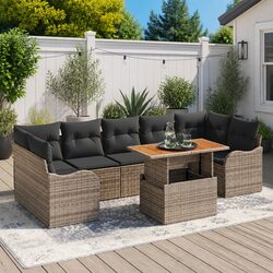 Specifications of Outdoor 8-Piece Sofa Set: Grey Rattan