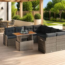 Outdoor Garden Sofa Set 7 Pcs Grey Modular Lounge Seating with Cushions