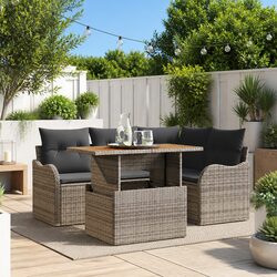 5 Piece Grey Outdoor Sofa Set with Adjustable Table