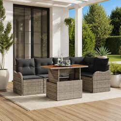 Outdoor Sofa Set Specifications: 6-Piece Grey Modular Design