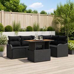 6-Piece Outdoor Sofa Set: Poly Rattan & Steel Frame