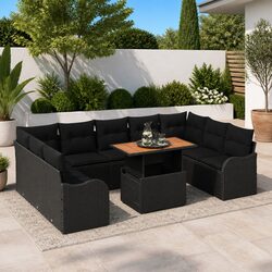 Specifications of 10-Piece Outdoor Sofa Set in Black