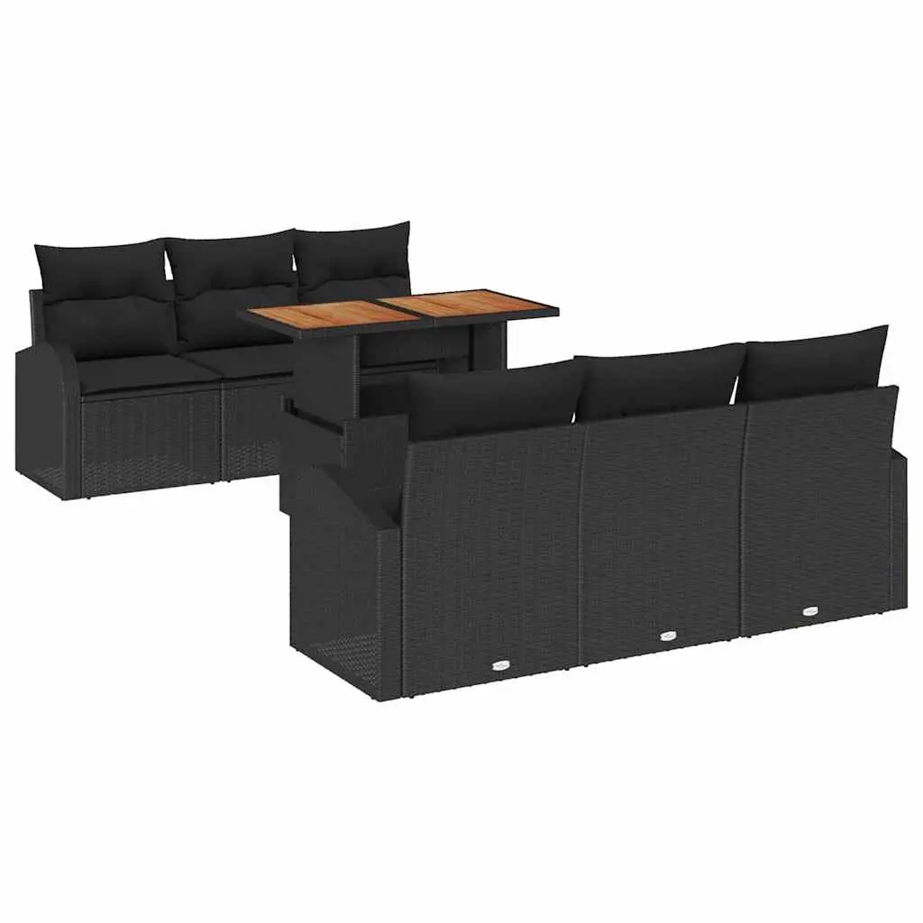 Outdoor Garden Sofa Set 7 Piece Patio Seating Furniture with Cushions Black