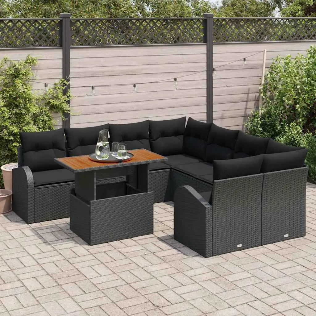 Modular Garden Sofa Set 9 Piece Outdoor Lounge Furniture for Patio and Deck