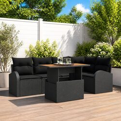 6-Piece Outdoor Sofa Set: Black Woven Rattan Specs