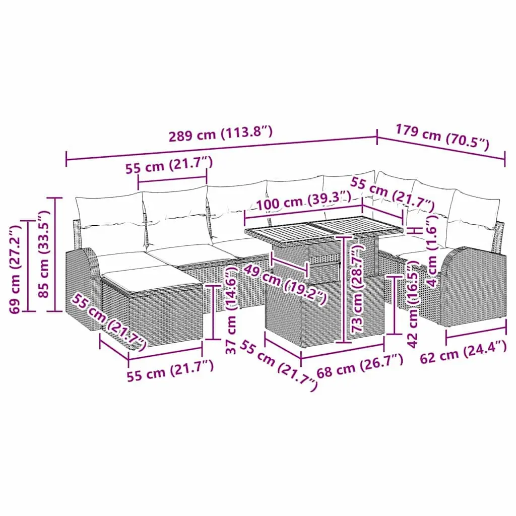 9-Piece Outdoor Garden Sofa Set