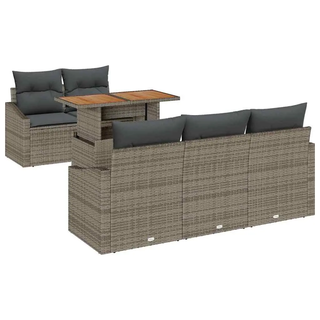 Outdoor Garden Sofa Set Modular Patio Seating 6 Piece Grey Brown