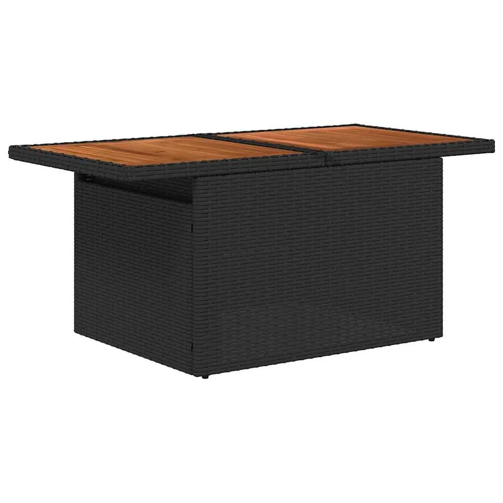 Modular Garden Sofa Set for Outdoor Use 7 Pieces Black Rattan Steel Frame