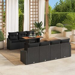 8-Piece Outdoor Sofa Set - Black Modular Lounge Design