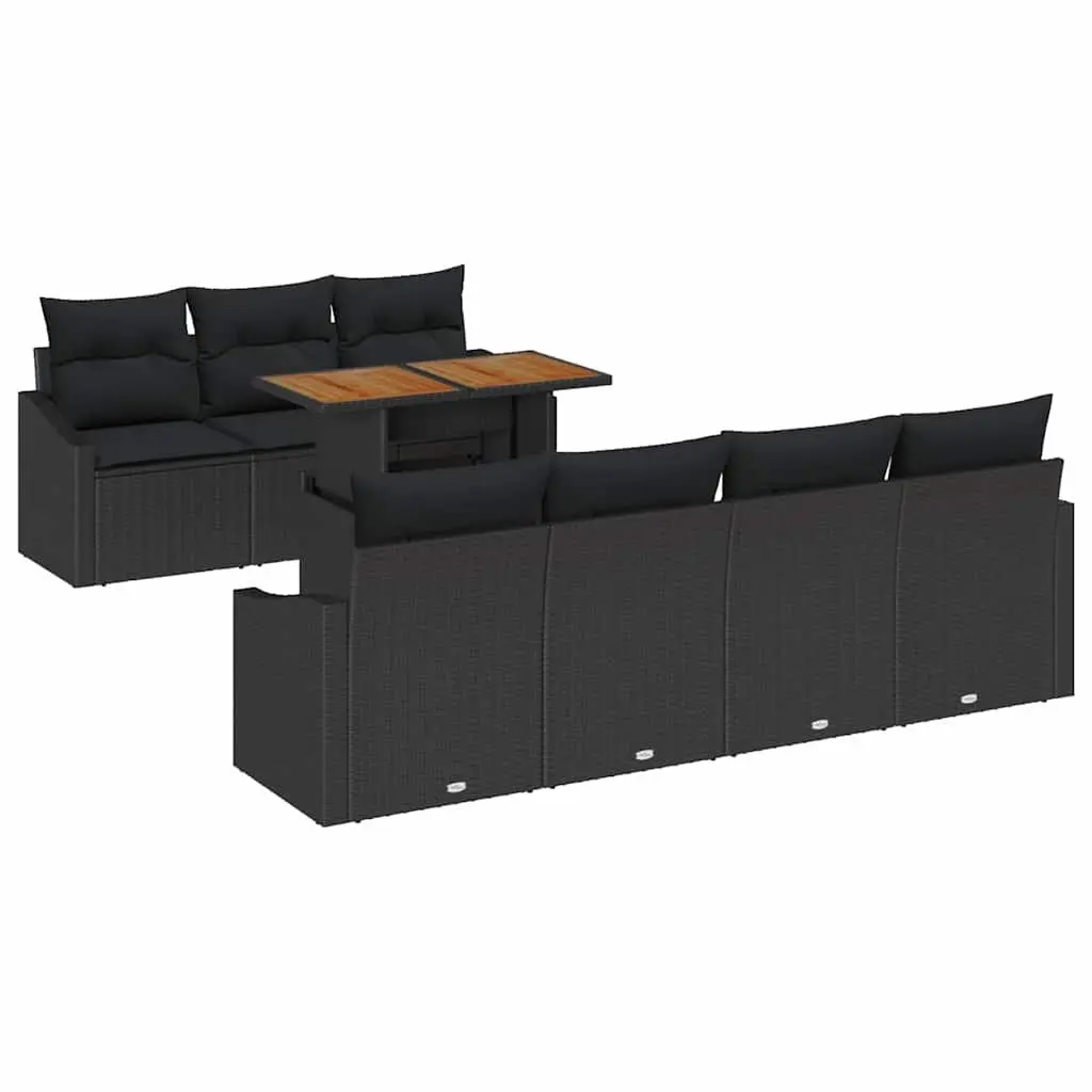 Outdoor Sofa Set 8 Pieces Modular for Garden Patio Black