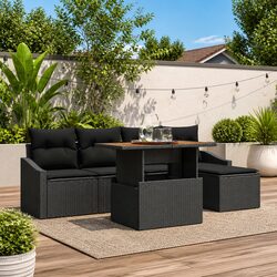 6-Piece Outdoor Garden Sofa Set with Dimensions and Specs
