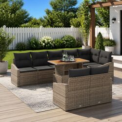 Specifications of 9-Piece Grey Modular Garden Sofa Set