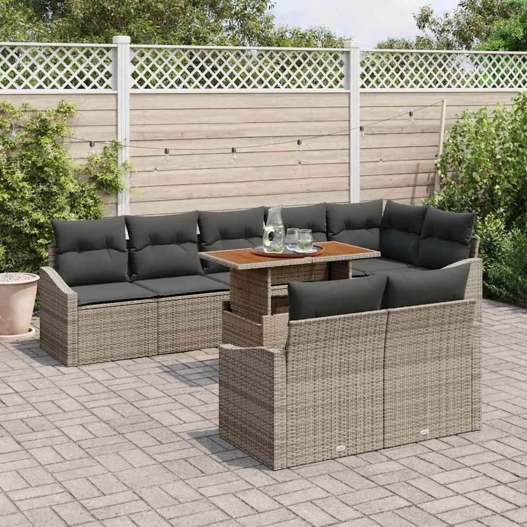 9-Piece Grey Modular Garden Sofa Set