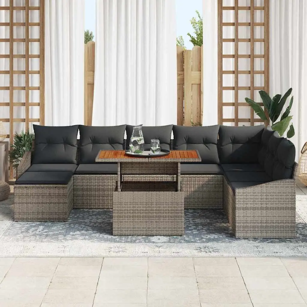 Modular Outdoor Sofa Set 9 Piece Garden Seating with Storage Grey